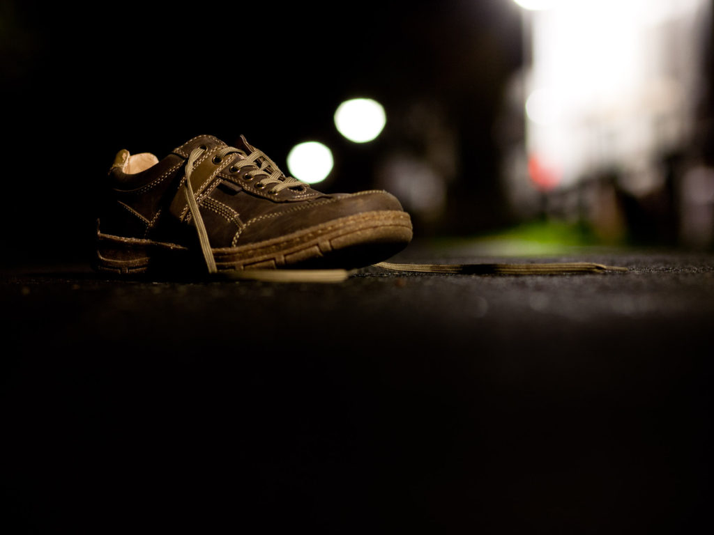 Schuh im Abendlicht